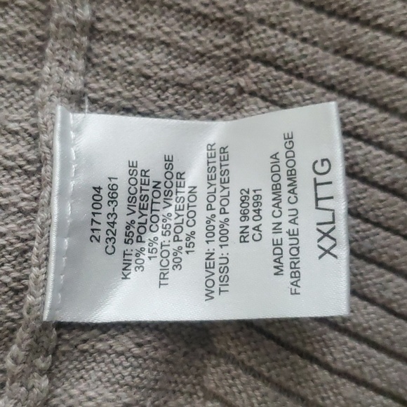 Hilary Radley Tan Sweater Faux Shirt Size XXL - Picture 9 of 10